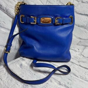 Michael Kors Royal Blue Leather Bag with Gold Details